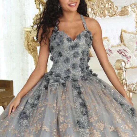 Formal Ball Gown.Prom Quinceanera Sweet 16 formal dress,gold,silver,pink - Picture 5 of 7